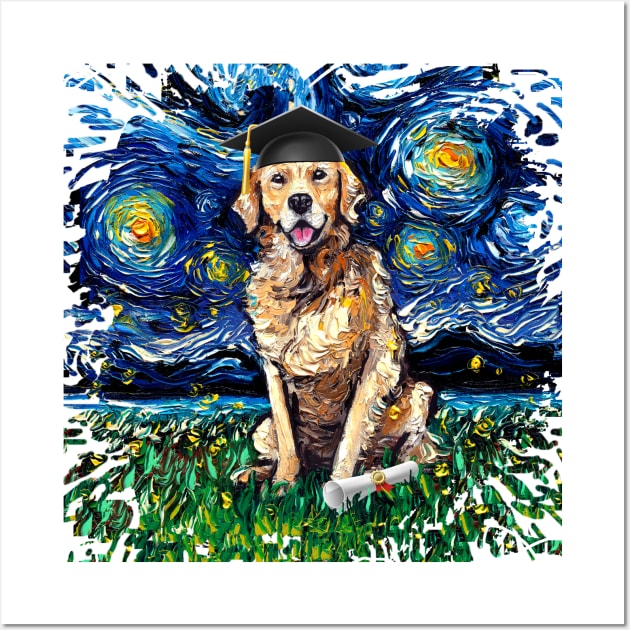 Golden Retriever Night Graduation splash version Wall Art by sagittariusgallery